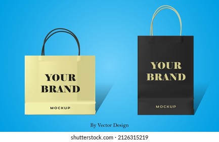 realistic tote shop bag mockup with black and green color by vector design