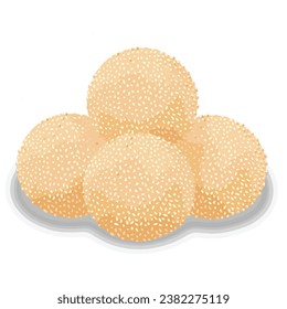 Realistic traditional food or market snack called onde onde