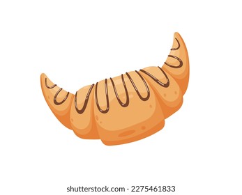 Realistic traditional french Croissant. Bake sweet dessert product for breakfast or lunch. Vector illustration. Croissant with chocolate isolated. Vector background. Sweet food