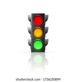 Realistic traffic light. Traffic Laws. Isolated vector illustration