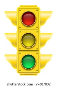 Realistic Traffic Light. Vector Illustration.