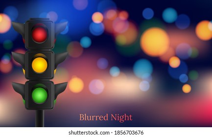 Realistic traffic lights with all three colors