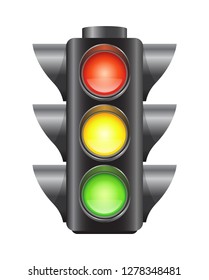 Realistic Traffic Lights Cars Pedestrians Red Stock Vector (royalty 