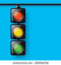 Realistic traffic lights isolated on blue background,design concept for start up, business solutions,development and innovation, creativity, icon, Vector,eps10