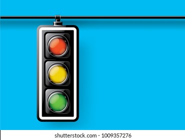Realistic traffic lights isolated on blue background,design concept for start up, business solutions,development and innovation, creativity, icon, Vector,eps10