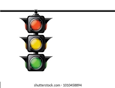 Realistic traffic lights isolated on white background