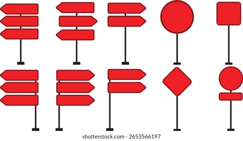 Realistic Traffic Sign Icon set.Realistic Road Signs Indicating Height Restrictions and Clearance Warnings, Displayed on Metal Pole.signs for information of road direction, maps, text or banner.