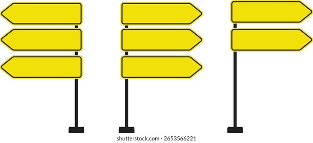 Realistic Traffic Sign Icon set.Realistic Road Signs Indicating Height Restrictions and Clearance Warnings, Displayed on Metal Pole.signs for information of road direction, maps, text or banner.