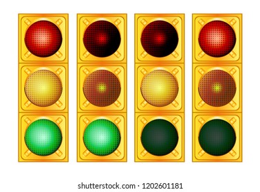 Realistic Traffic Stop Light Vector Illustration Icon Symbol