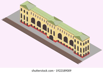 realistic train station vector graphics
