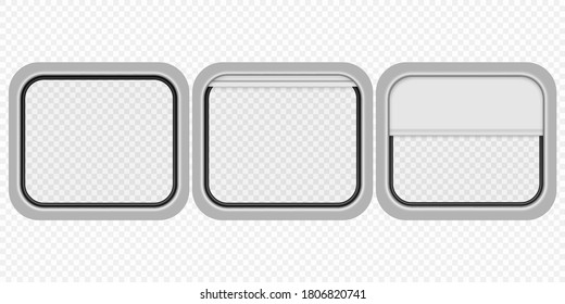 Realistic train transparent window isolated vector illustration