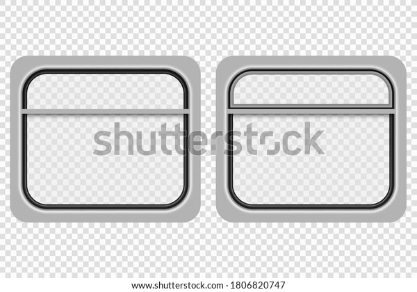 Realistic train transparent window isolated\
vector illustration