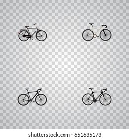 Realistic Training Vehicle, Exercise Riding, Road Velocity And Other Vector Elements. Set Of Bicycle Realistic Symbols Also Includes Track, Road, Bicycle Objects.