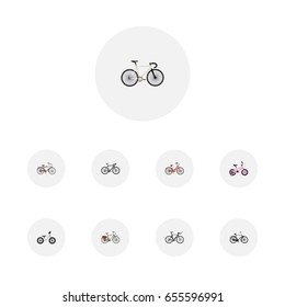 Realistic Training Vehicle, Road Velocity, Cyclocross Drive And Other Vector Elements. Set Of Bike Realistic Symbols Also Includes Childlike, Triathlon, Bicycle Objects.