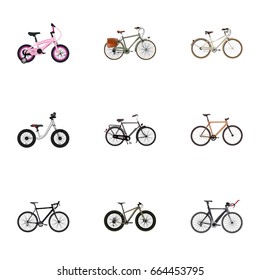 Realistic Training Vehicle, Timbered, Working And Other Vector Elements. Set Of  Realistic Symbols Also Includes Old, Triathlon, Retro Objects.