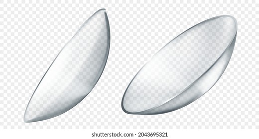 Realistic translucent contact lenses in gray color, isolated on transparent background