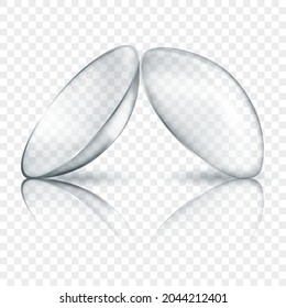 Realistic translucent contact lenses in gray color, isolated on transparent background