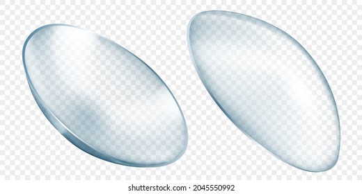 Lentes de contacto traslúcidas realistas en color gris, aisladas en fondo transparente