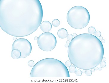 Realistic transparent  3d bubbles underwater . Soap bubbles vector illustration