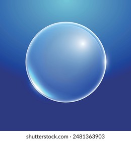 Burbujas 3d transparentes realistas bajo el agua . Ilustración vectorial de burbujas de jabón