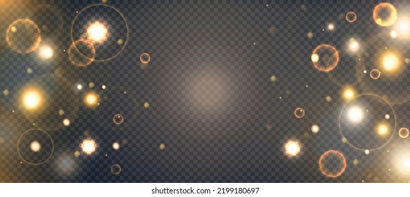 Realistic transparent background with spotlight lights effect and bokeh vector illustration