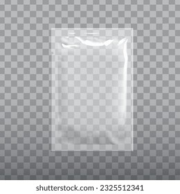 Realistic transparent Blank template Packaging Foil wet wipes Pouch Medicine. Food Packing Coffee, Salt, Sugar, Pepper, Spices, Sweets. Template For Mock up Your Design. vector illustration.