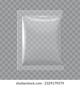 Realistic transparent Blank template Packaging Foil wet wipes Pouch Medicine. Food Packing Coffee, Salt, Sugar, Pepper, Spices, Sweets. Template For Mock up Your Design. vector illustration.