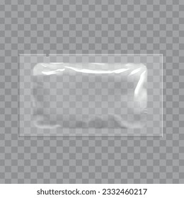 Modelo transparente realista en blanco Empaquetado Foil con toallita húmeda Pouch Medicina. Café de empaquetado de alimentos, Sal, Azúcar, Pepper, Especias, Dulces. Plantilla Para Burlarse De Su Diseño. ilustración vectorial.