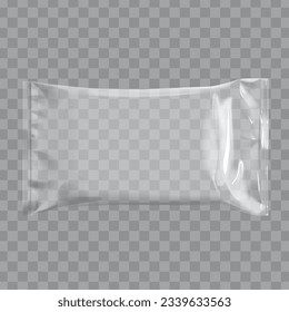 Realistic transparent Blank template Packaging Foil wet wipes Pouch Medicine. Food Packing Coffee, Salt, Sugar, Pepper, Spices, Sweets. Template For Mock up Your Design. vector illustration.