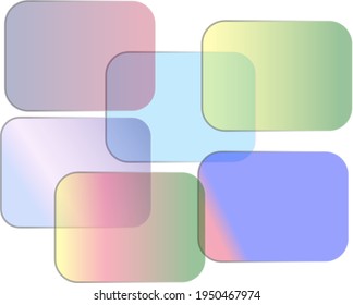 Realistic transparent blue and green,red  glass plate, sign board isolated on background. Glass plates set on transparent background. Acrylic and glass texture with glares and light.