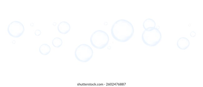 realistic transparent bubble icon set featuring glossy spheres, floating soap bubbles, and rainbow reflections. Perfect for decorative designs, water elements, and abstract visuals. Vector illustratio