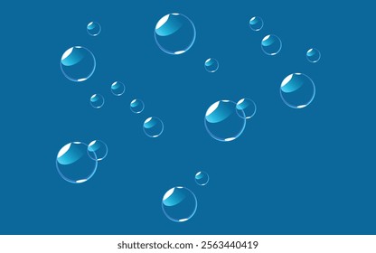 Realistic transparent bubbles with light reflections and subtle rainbow effects, floating against a clean background. Perfect for fresh, airy, and playful designs.