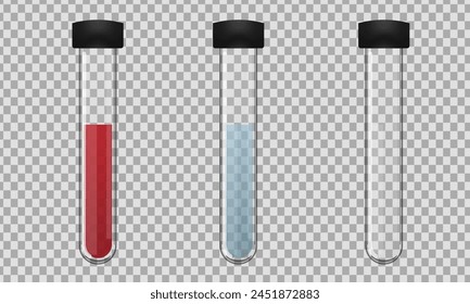 Realistic transparent Chemical glass tube. Laboratory glassware