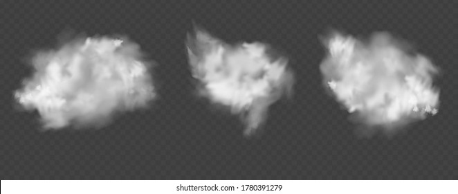 Realistic transparent cloud. Texture of clouds for template decoration, web and print, realistic texture for storm and sky. Vector Illustrations