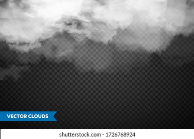 Realistic transparent clouds. Sky panorama. Vector illustration.