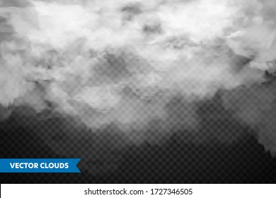 Nubes transparentes realistas. Vistas al cielo. Ilustración vectorial.