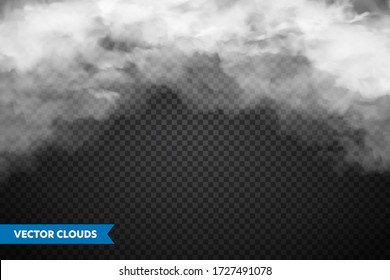 Realistic transparent clouds. Sky panorama. Vector illustration.