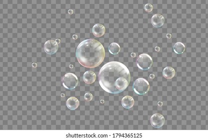 Realistic transparent colored soap or water bubble