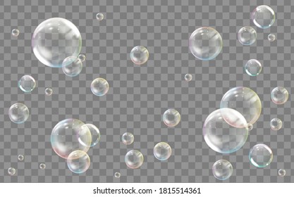 Realistic Transparent Colored Soap Or Water Bubble