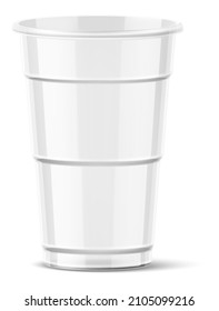 Realistic transparent cup. Disposable plastic container for hot and cold drink