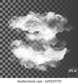 Realistic transparent different cloud. Wonderful realistic thundercloud on the transparent background. Vector illustration