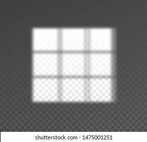Realistic transparent drop shadow of window on a wall, overlay effect for photo, design presentation. Vector illustration
