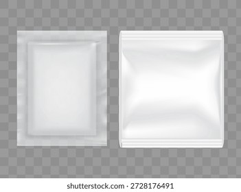 Conjunto de Plantilla de empaquetado de alimentos de plástico vacío transparente realista. Vector EPS10