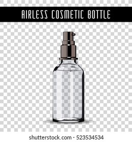Realistic Transparent Essential Oil Bottle. Mock up Bottle. Cosmetic vial, flask.