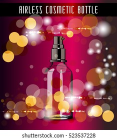 Realistic Transparent Essential Oil Bottle. Mock up Bottle. Cosmetic vial, flask.