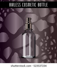 Realistic Transparent Essential Oil Bottle. Mock up Bottle. Cosmetic vial, flask.