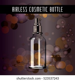 Realistic Transparent Essential Oil Bottle. Mock up Bottle. Cosmetic vial, flask.