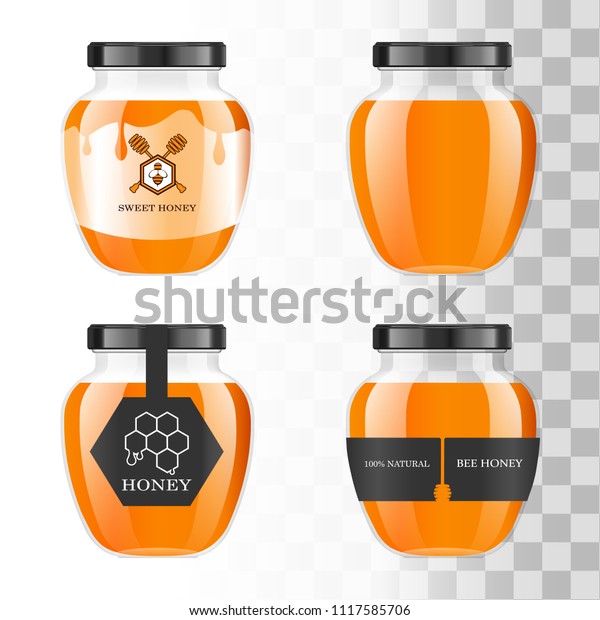 Realistic Transparent Glass Jar Honey Food Stock Vector Royalty