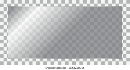 Realistic Transparent Glass. Transparent Plastic Panel with Realistic Glare and Reflection on Clear Surface. Isolated See-Through Acrylic Sheet for Display, Showcase, Modern Design Mockup EPS Vector