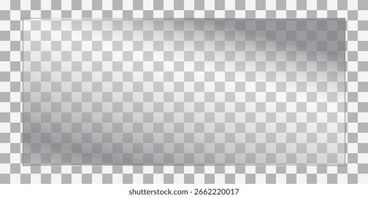 Realistic Transparent Glass. Transparent Plastic Panel with Realistic Glare and Reflection on Clear Surface. Isolated See-Through Acrylic Sheet for Display, Showcase, Modern Design Mockup EPS Vector